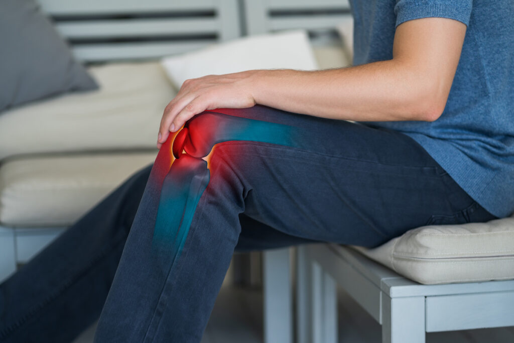 a man having a knee bursitis